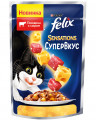 Felix Sensations Супервкус корм консервированный полнорационный для взрослых кошек, со вкусом говядины и сыра, в желе
