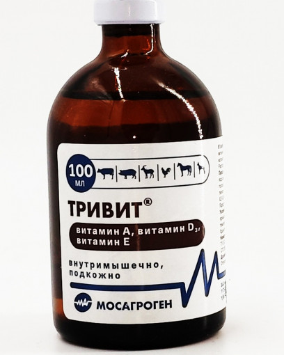 Тривит инъекционный витаминизированный раствор для животных, 100 мл