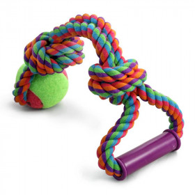 TRIOL Игрушка для собак "Верёвка с ручкой, 2 узла и мяч", d65/380мм