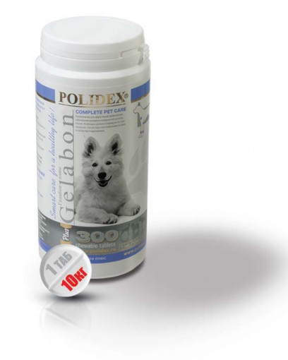 Polidex Кормовая добавка Гелабон плюс для собак таблетки, 300 табл.