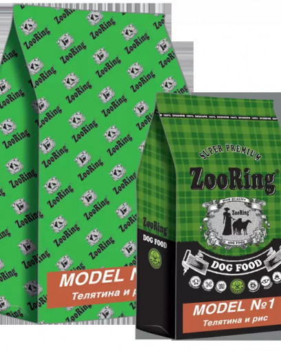ZooRing Model №1 сухой корм для стерилизованных и кастрированных собак всех пород, для собак с излишним весом , для восстановления формы телятина и рис 