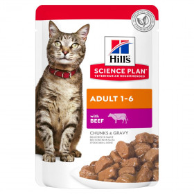 Hill's Science Plan пауч для взрослых кошек, с говядиной в соусе, 85г