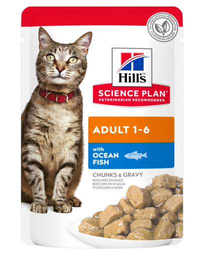 Hill's Science Plan пауч для взрослых кошек, с океанической рыбой в соусе, 85г