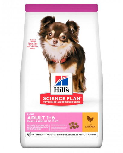 Hill's Science Plan Light сухой корм для взрослых собак мелких пород, склонных к полноте, с курицей, 1,5кг