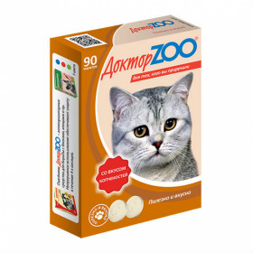 Доктор ZOO Мультивитаминное лакомство для кошек со вкусом копченостей, 90 табл.