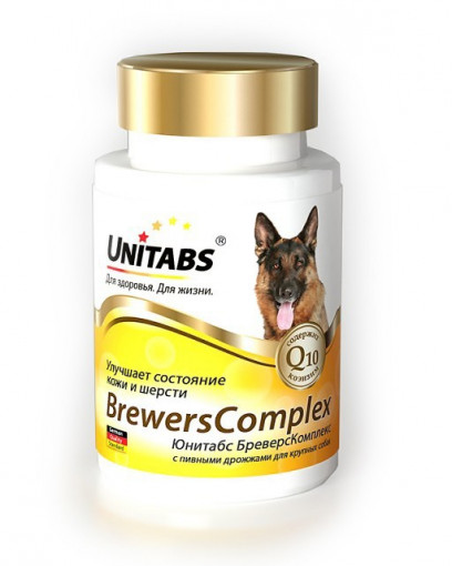 Unitabs Brewers Complex с Q10 Витамины для крупных собак, 100 табл.