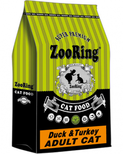 ZooRing Adult Cat сухой корм для кошек Утка и индейка 1,5 кг