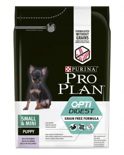 Pro Plan Grain Free Formula сухой корм для щенков мелких и карликовых пород с чувствительным пищеварением, с высоким содержанием индейки