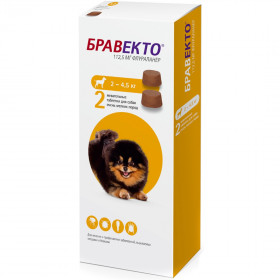 Бравекто 112,5 мг 2 жевательных таблетки для собак маленьких пород массой 2-4,5 кг