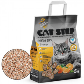 CAT STEP Extra Dry Orange наполнитель впитывающий, минеральный, 5л