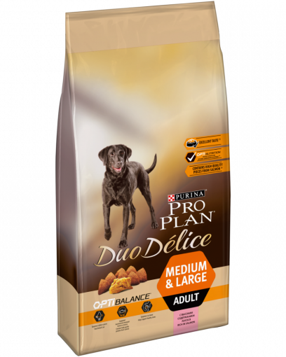 Pro Plan Duo Delice  сухой корм для взрослых собак средних и крупных пород, с высоким содержанием лосося