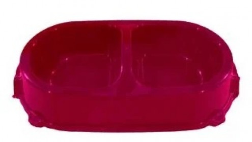 Миска FAVORITE пластиковая двойная нескользящая рубиновая, 450 мл