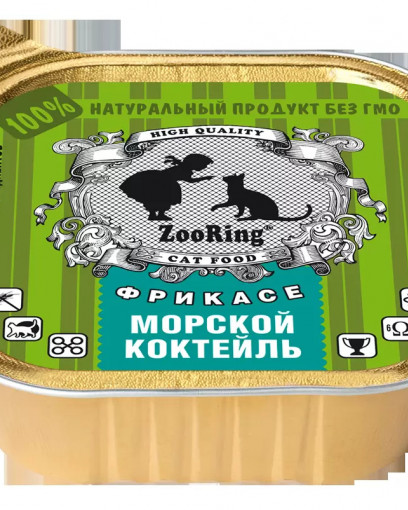 ZooRing консервированный корм для кошек паштет Морской коктейль, 100 гр 