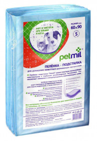 PETMIL Петмил Пеленка впитывающая одноразовая, р-р 60*90 см, 5 шт./уп.