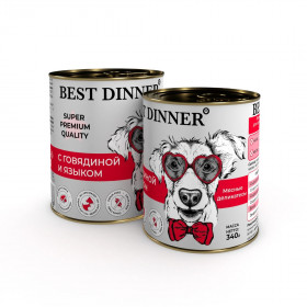 Best Dinner Super Premium Мясные деликатесы влажный корм для собак и щенков, с говядиной и языком