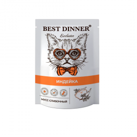 Best Dinner Exclusive Мусс сливочный "Индейка" влажный корм для кошек и котят с 1 месяца, 85 г, пауч