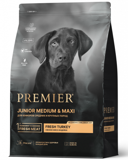 Premier Dog Turkey JUNIOR Medium&Maxi (Свежее мясо индейки для юниоров средних и крупных пород)