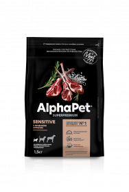 ALPHAPET SUPERPREMIUM Сухой корм с ягненком и рисом для взрослых собак мелких пород с чувствительным пищеварением