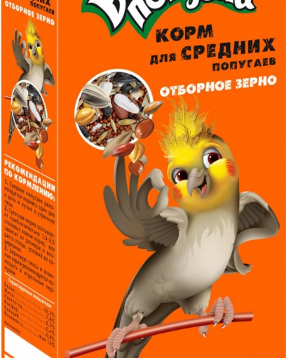 ЗООМИР `Веселый попугай` корм для средних попугаев отборное зерно 450 г