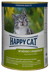 Happy Cat влажный корм для кошек , с ягненком и индейкой в желе