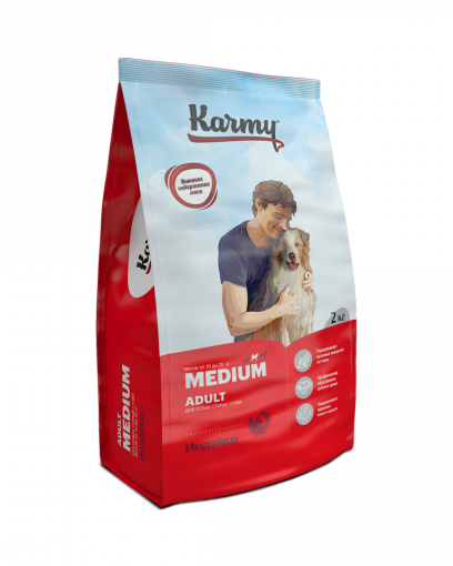 Karmy  Medium Adult сухой корм для взрослых собак средних пород  с индейкой