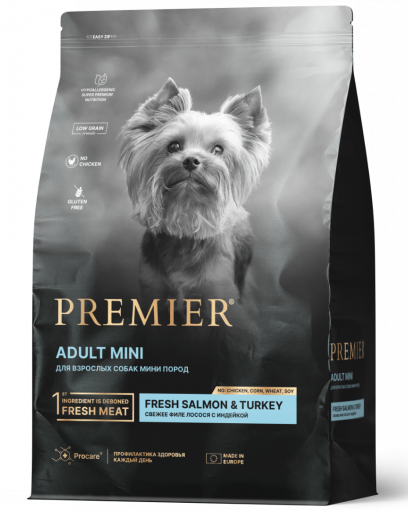 Premier Dog Salmon&Turkey ADULT Mini (Свежее филе лосося с индейкой для собак мелких пород)