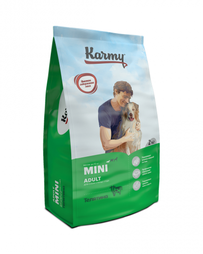Karmy Mini Adult сухой корм для взрослых собак мелких пород старше 1 года с телятиной
