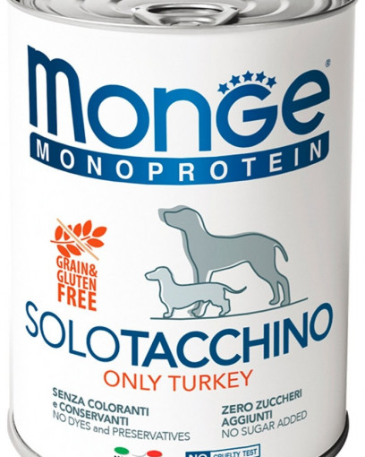 Monge Dog Monoprotein Solo консервы для собак паштет из индейки 400гр