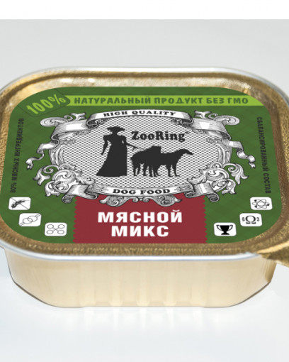 ZooRing консервированный корм для собак паштет Мясной микс 100 гр 