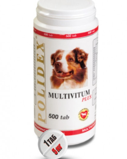 Polidex Кормовая добавка Мультивитум плюс для собак, 500 табл.