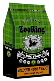 ZooRing Medium Adult Dog сухой корм для собак средних пород Индейка и рис 2 кг