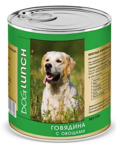Dog Lunch консервированный корм для собак с говядиной и овощами 