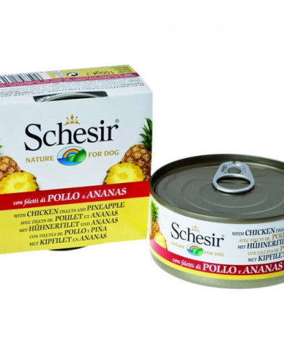 Schesir консервированный корм для кошек с куриным филе и ананасами 75г