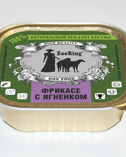 ZooRing консервированный корм для собак паштет Фрикасе с Ягненком 100 гр  