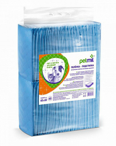  PETMIL Петмил Пеленка впитывающая одноразовая, р-р 60*60 см, 60 шт./уп.