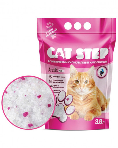 CAT STEP Crystal Pink наполнитель силикагелевый, 3,8 л