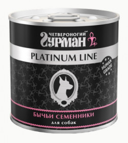Четвероногий гурман "Platinum Line" влажный корм для собак бычьи семенники в желе, 240г
