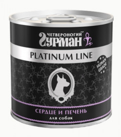 Четвероногий гурман "Platinum Line" влажный корм для собак сердце и печень в желе, 240г