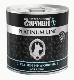 Четвероногий гурман "Platinum Line" влажный корм для собак сердечки индюшиные в желе, 240г