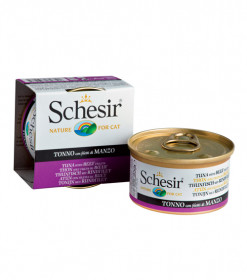 Schesir консервированный корм для кошек с тунцом и говяжьим филе 85г