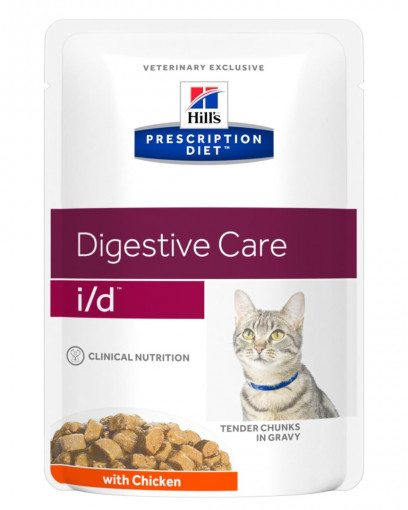 Hill's Prescription Diet I/D Digestive Care влажный корм (пауч) для кошек при расстройстве пищеварения, с курицей, 85г