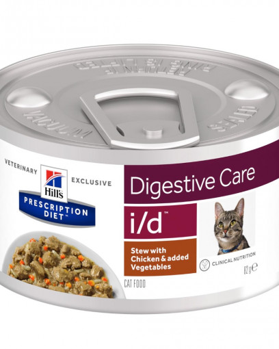 Hill's Prescription Diet I/D Digestive Care влажный корм для кошек при расстройстве пищеварения, с курицей и овощами, 82г