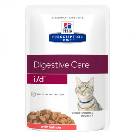 Hill's Prescription Diet I/D Digestive Care влажный корм (пауч) для кошек при расстройствах пищеварения, с лососем, 85г
