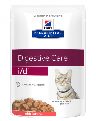 Hill's Prescription Diet I/D Digestive Care влажный корм (пауч) для кошек при расстройствах пищеварения, с лососем, 85г