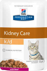 Hill's Prescription Diet K/D Kidney Care влажный корм (пауч) для кошек, хрон.болезнь почек, с говядиной, 85г