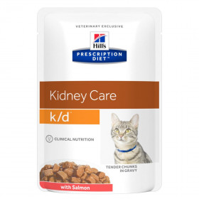 Hill's Prescription Diet K/D Kidney Care влажный корм (пауч) для кошек, хрон.болезнь почек, с лососем, 85г