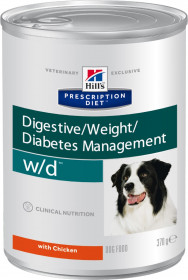 Hill's Prescription Diet W/D Diabetes Care влажный корм для собак, при поддержании веса и сахарном диабете, с курицей, 370г