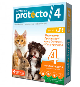 PROTECTO капли от блох и клещей для кошек и собак до 4 кг