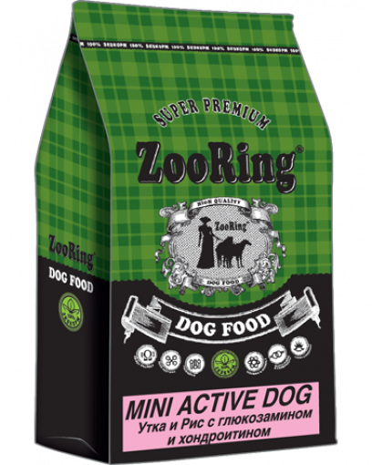 ZooRing Mini Active Dog сухой корм для активных собак маленьких пород Утка и рис