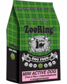ZooRing Mini Active Dog сухой корм для активных собак маленьких пород Утка и рис 2 кг